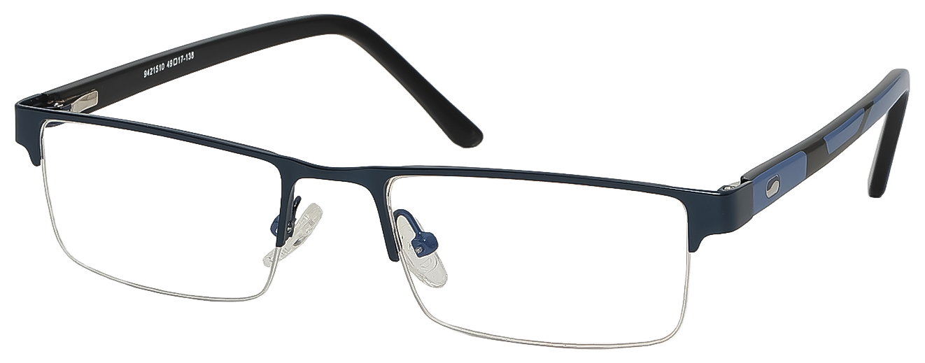 SQUARE	EYEGLASSES		HALF RIM	MEDIUM	SIZE 49	STAINLESS STEEL	DADLIGN	9421510