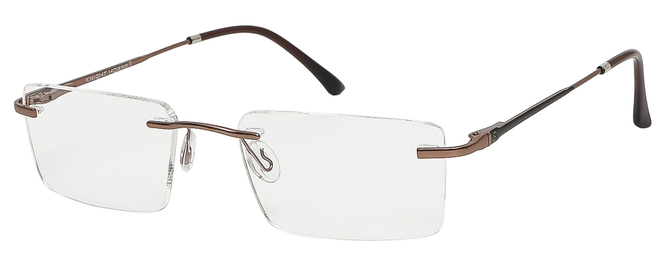SQUARE	EYEGLASSES		RIM LESS	LARGE	SIZE 52	TITANIUM	KNIGHT HORSE 	125029