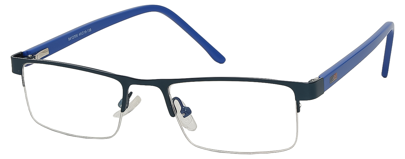 SQUARE	EYEGLASSES		HALF RIM	MEDIUM	SIZE 49	STAINLESS STEEL	RIBRBY 	9412706