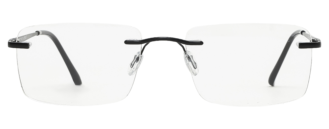 SQUARE	EYEGLASSES		RIM LESS	LARGE	SIZE 53	STAINLESS STEEL	KNIGHT HORSE 	125024