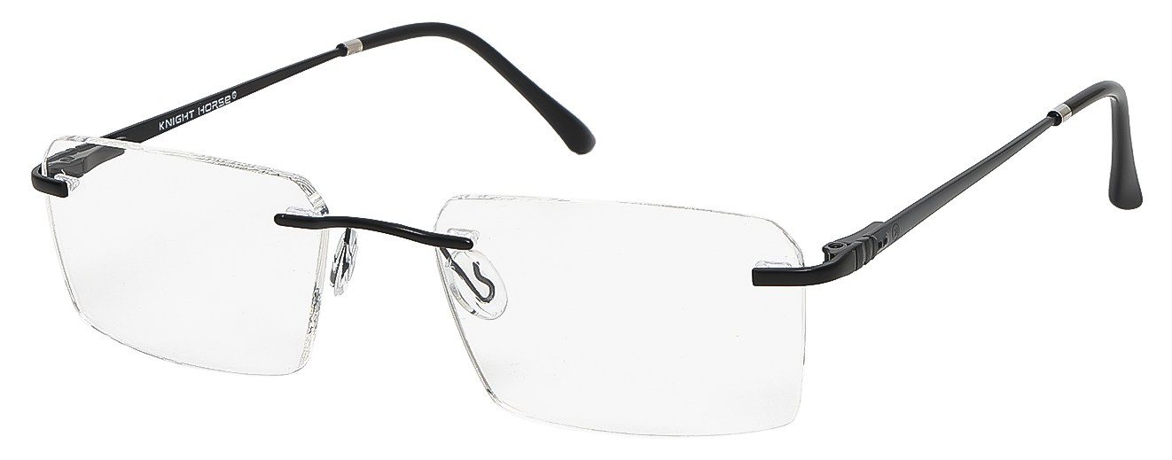 SQUARE	EYEGLASSES		RIM LESS	LARGE	SIZE 54	TITANIUM	KNIGHT HORSE 	125023