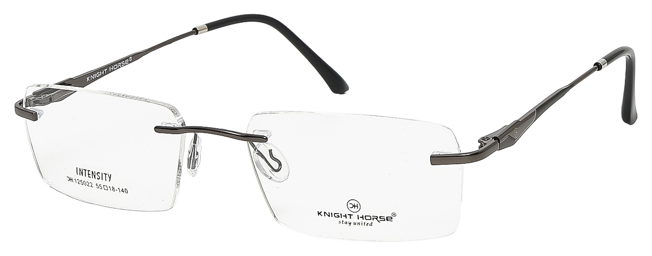 SQUARE	EYEGLASSES		RIM LESS	LARGE	SIZE 55	TITANIUM	KNIGHT HORSE 	125022