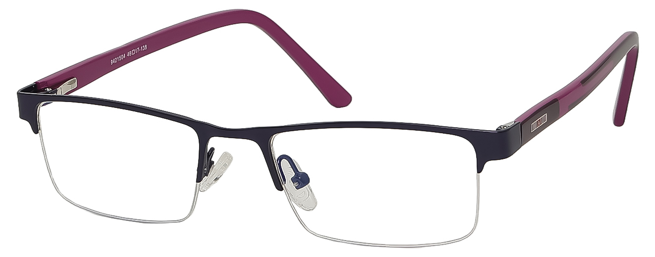 SQUARE	EYEGLASSES		HALF RIM	MEDIUM	SIZE 48	STAINLESS STEEL	DADLIGN	9421504