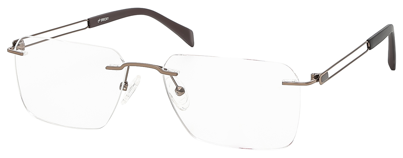 SQUARE	EYEGLASSES		RIM LESS	LARGE	SIZE 56	TITANIUM	SPECKY OLD7552M