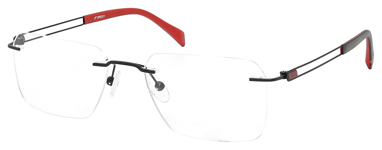 SQUARE	EYEGLASSES		RIM LESS	LARGE	SIZE 56	TITANIUM	SPECKY OLD7552M