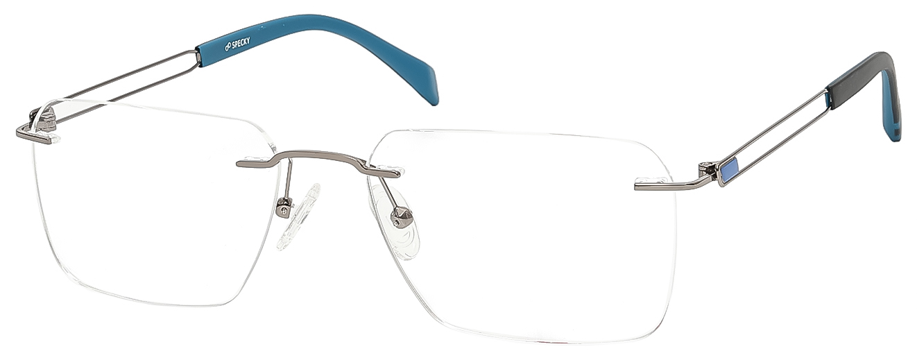 SQUARE	EYEGLASSES		RIM LESS	LARGE	SIZE 56	TITANIUM	SPECKY OLD7552M
