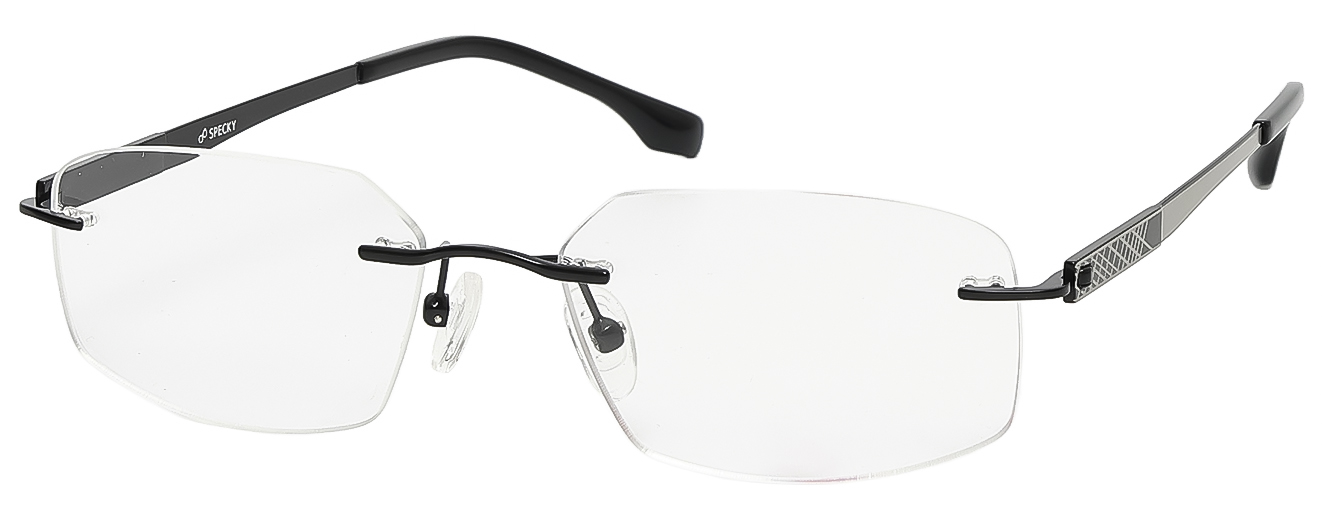 SQUARE	EYEGLASSES		RIM LESS	MEDIUM	SIZE 53	TITANIUM	SPECKY	57160K