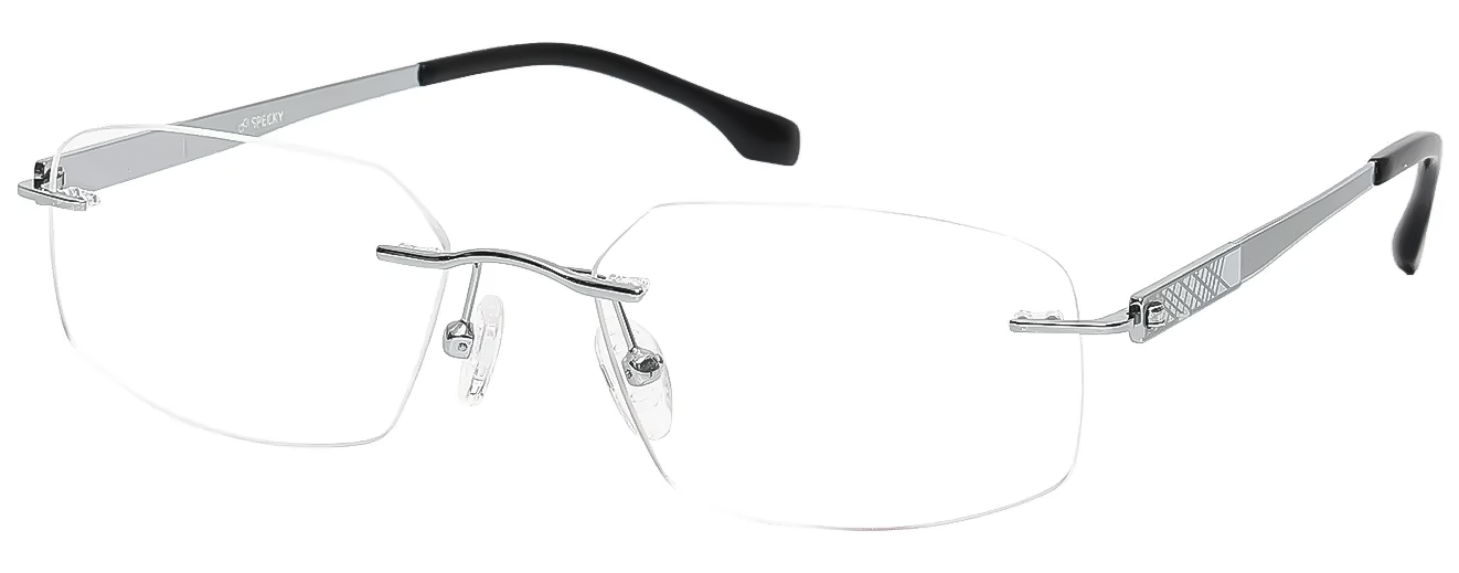 SQUARE	EYEGLASSES		RIM LESS	MEDIUM	SIZE 53	TITANIUM	SPECKY	57160K
