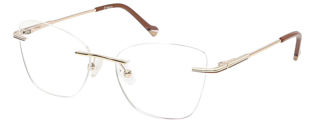 CATE EYE	EYEGLASSES		RIMLESS	MEDUM	SIZE 51	TITANIUM	SPECKY	YY 8700