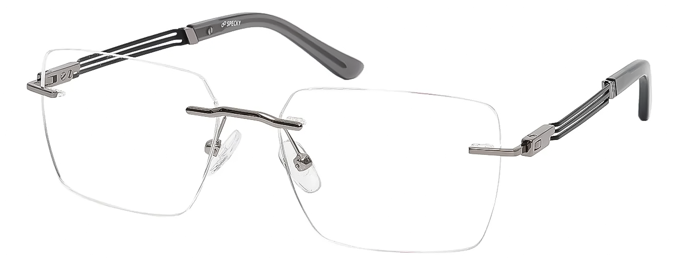 SQUARE	EYEGLASSES		RIMLESS	LARGE	SIZE 53	TITANIUM	SPECKY	OLD1228M