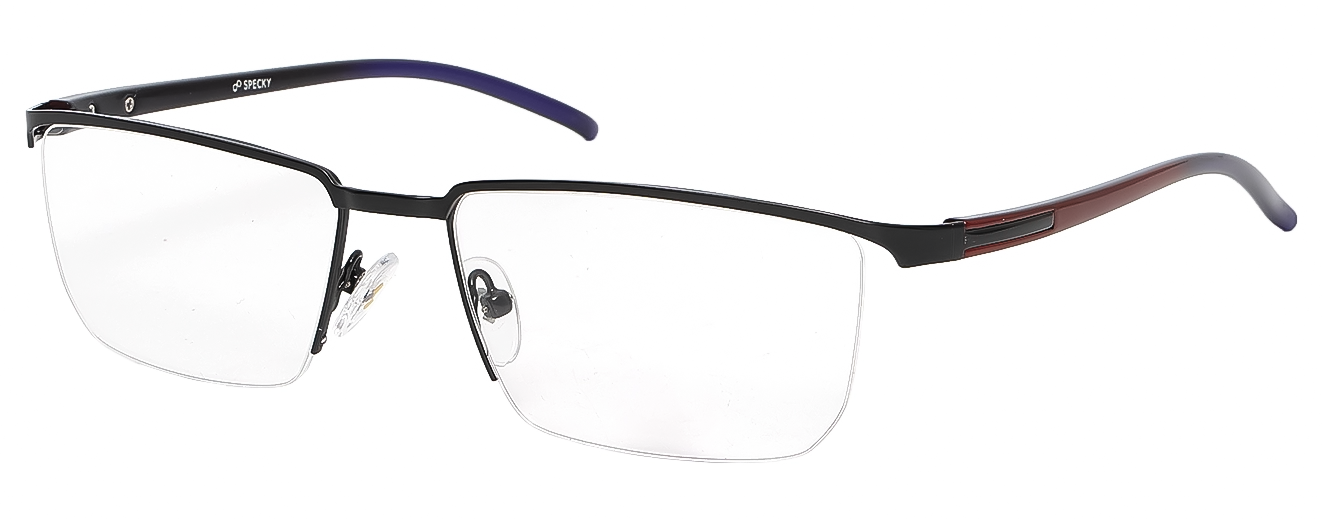 RECTANGLE	EYEGLASSES		HALFRIM	LARGE	SIZE 56	TITANIUM	SPECKY	10716J