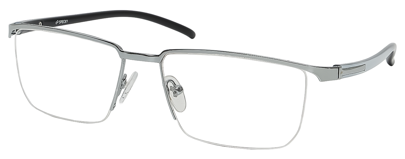RECTANGLE	EYEGLASSES		HALFRIM	LARGE	SIZE 56	TITANIUM	SPECKY	10716J