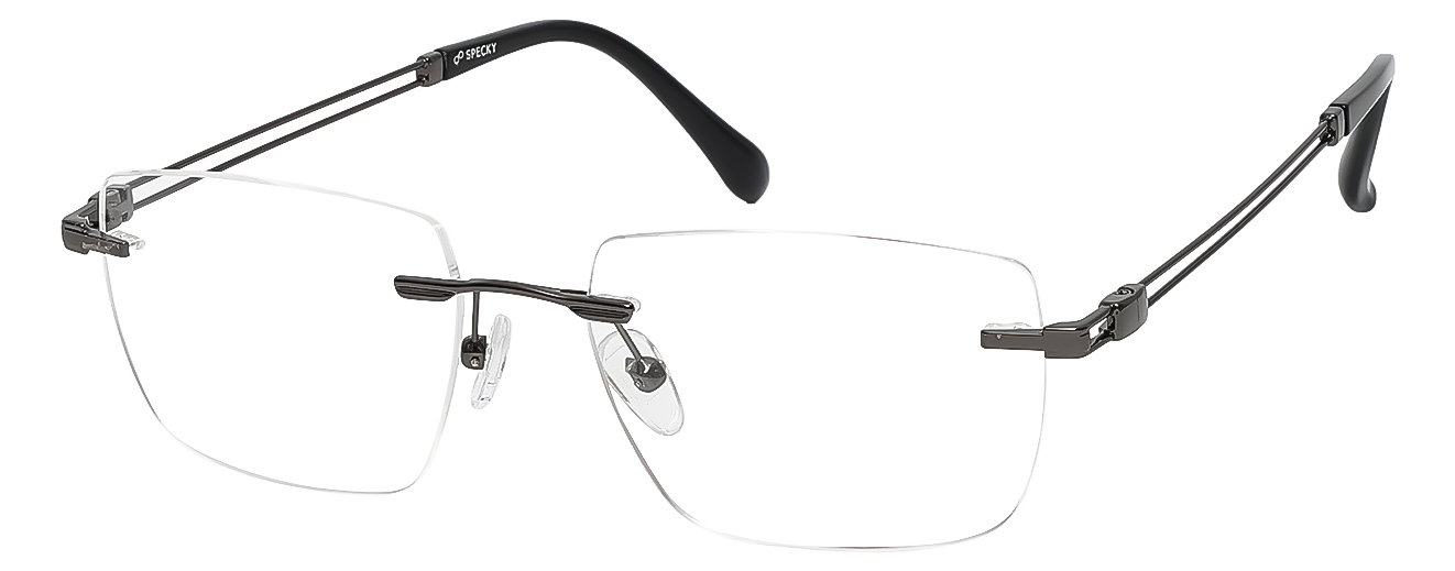 SQUARE	EYEGLASSES		RIMLESS	LARGE	SIZE 54	TITANIUM	SPECKY	10892J