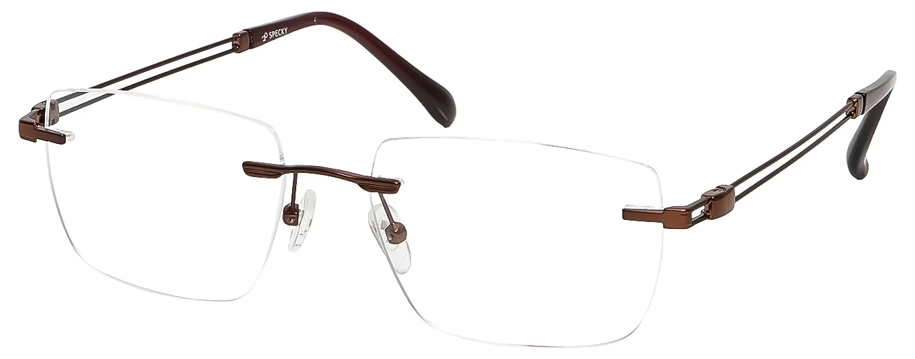 SQUARE	EYEGLASSES		RIMLESS	LARGE	SIZE 54	TITANIUM	SPECKY	10892J