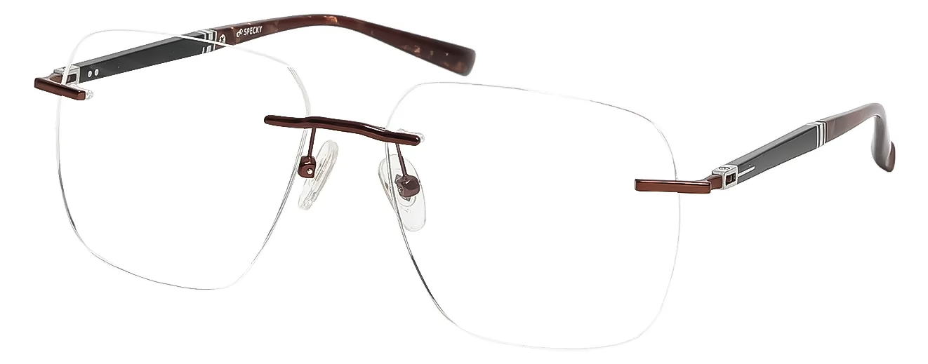 SQUARE	EYEGLASSES		RIMLESS	LARGE	SIZE 53	TITANIUM	SPECKY	12687J