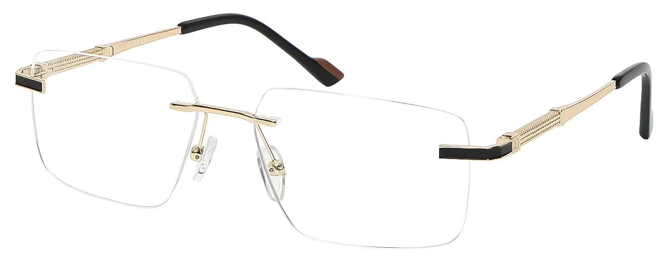 SQUARE	EYEGLASSES		RIMLESS	LARGE	SIZE 55	TITANIUM	SPECKY	40058