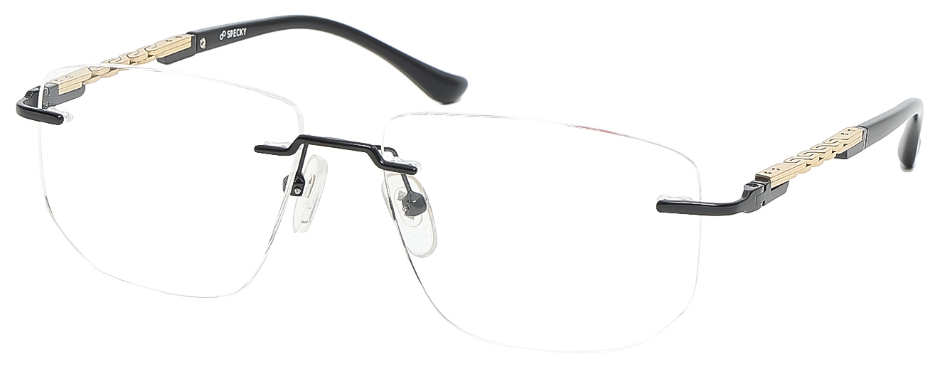 SQUARE	EYEGLASSES		RIMLESS	LARGE	SIZE 53	TITANIUM	SPECKY	120010J
