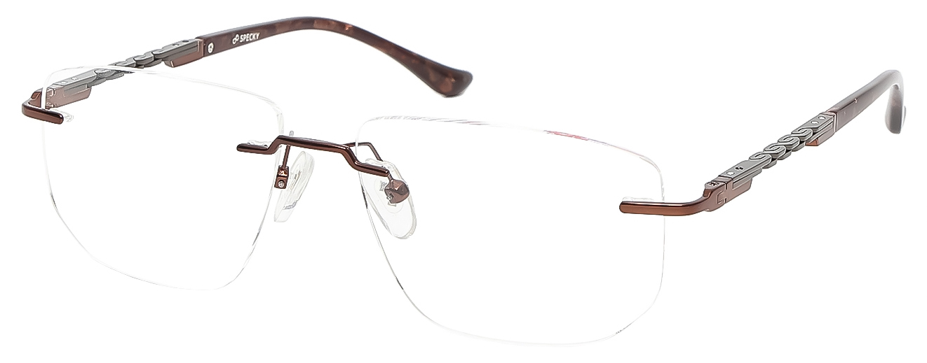 SQUARE	EYEGLASSES		RIMLESS	LARGE	SIZE 53	TITANIUM	SPECKY	120010J